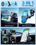 VANMASS 2024 BEST Car Phone Holder [Upgraded Suction & Clip]Rotatable Universal Mobile Phone Mount Dashboard Windscreen Vent Cradle Van Automobile Accessories for iPhone 16 Pro Max 15 14 13 12 Samsung